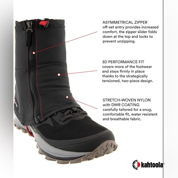 Kahtoola INSTAgaiter Mid Gaiters for Hiking, Trail Running, Mud, Snow & Ice NWT - Picture 5 of 8